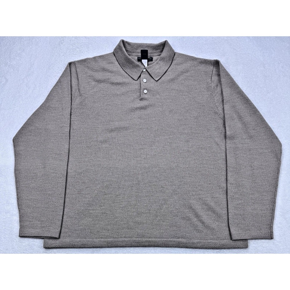 BANANA REPUBLIC Sweater 100%‎ X-Fine ITALIAN Merino Wool Mens 2XL Beige 3 Button